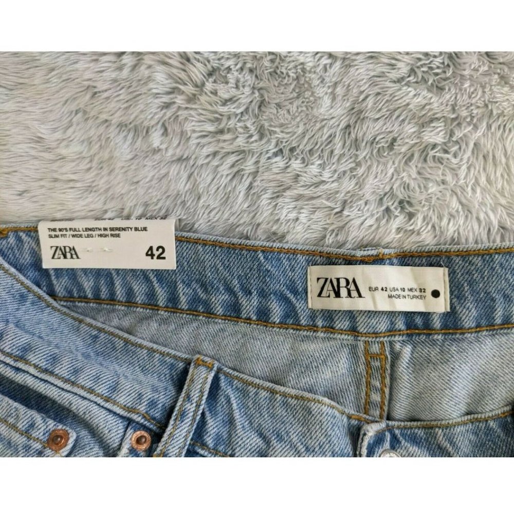 Zara Size US 10 Women The 90's Full Length Jeans in Serenity Blue High Rise NEW - Picture 4 of 12